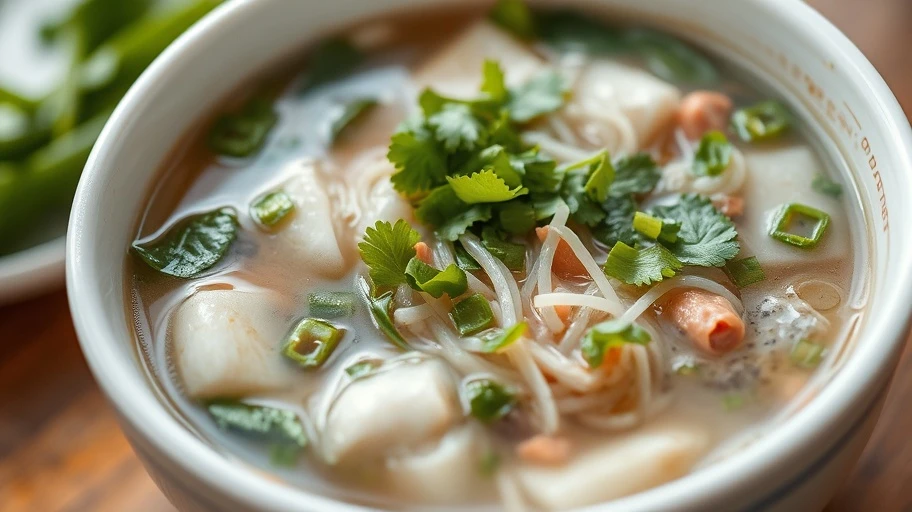 Ảnh phở Hà Nội nóng hổi với rau thơm.