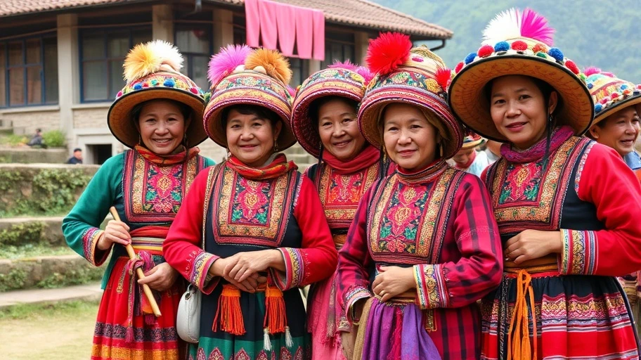 Ảnh văn hóa dân tộc thiểu số Sapa trong trang phục truyền thống.