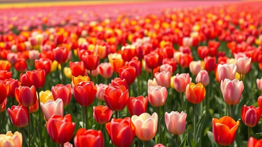 Cánh đồng hoa tulip Hà Lan tháng 4.