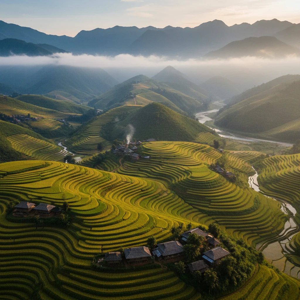 Cảnh quan thiên nhiên Pù Luông với ruộng bậc thang