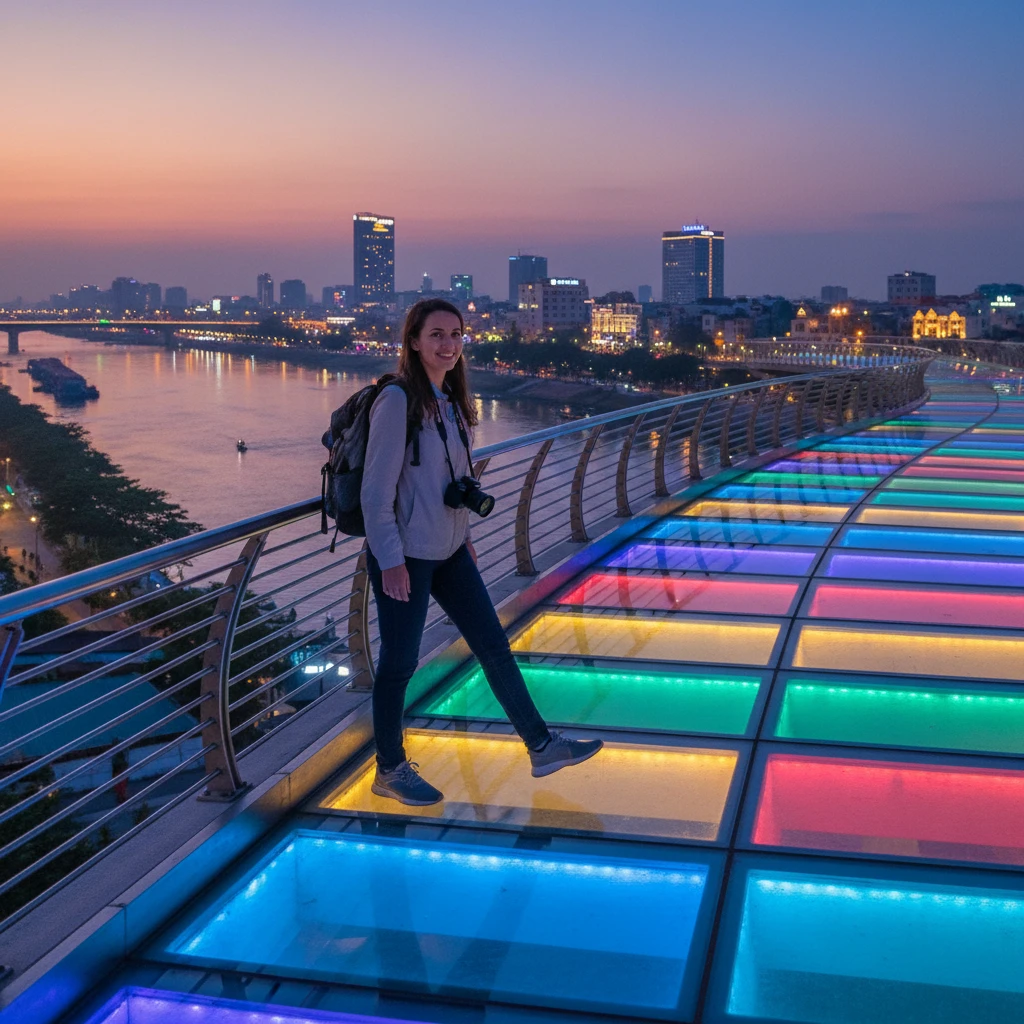 Cầu đi bộ Cần Thơ về đêm