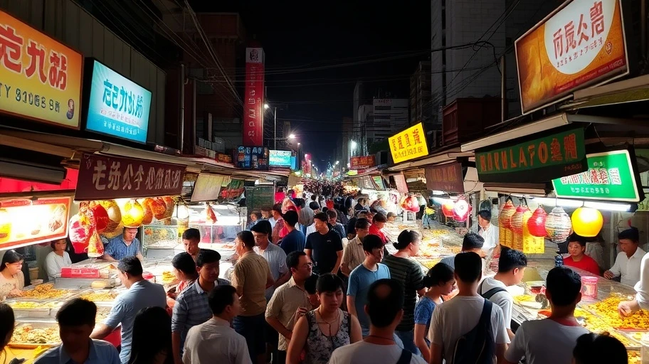 Chợ đêm Jonker với các gian hàng ẩm thực và du khách.