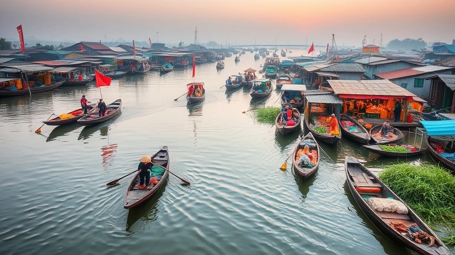 Chợ nổi Cái Răng nổi tiếng ở Cần Thơ, Việt Nam