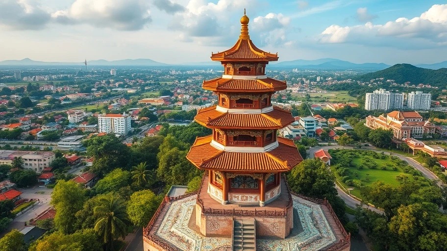 Chùa Linh Phước Đà Lạt với gạch mosaic màu sắc