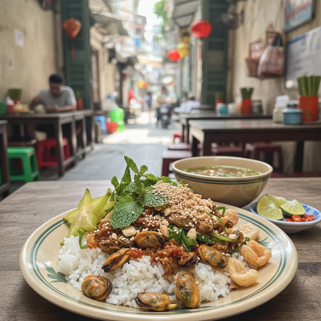 Cơm hến tại Sài Gòn mang hương vị mộc mạc từ Huế.