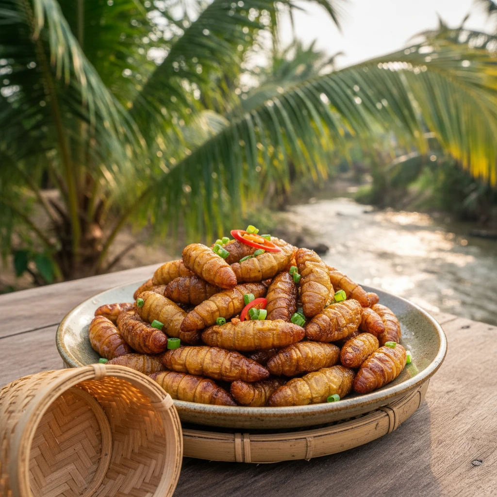 Đuông dừa chiên giòn tại Bến Tre
