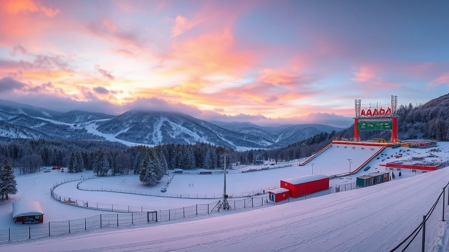 hakuba ski jumping stadium ở Nagano vào mùa đông