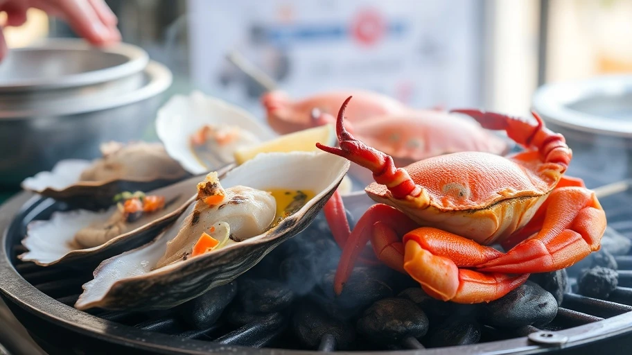 Hàu nướng và cua đá tại Hạ Long
