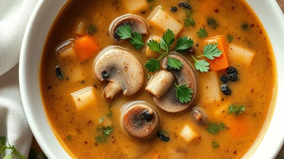 Hình ảnh canh nấm chay món chay
