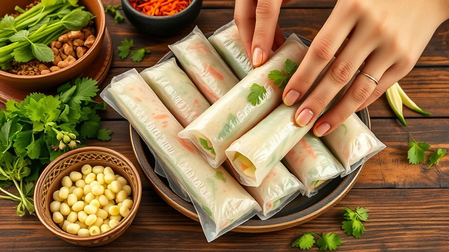 Hình ảnh gỏi cuốn món chay dễ làm