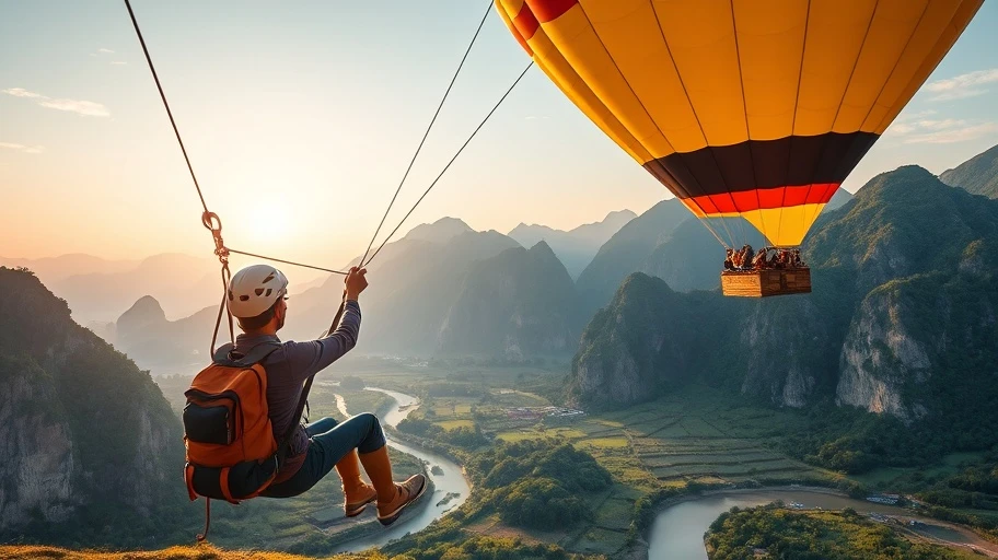 Hình ảnh hoạt động mạo hiểm tại Vang Vieng