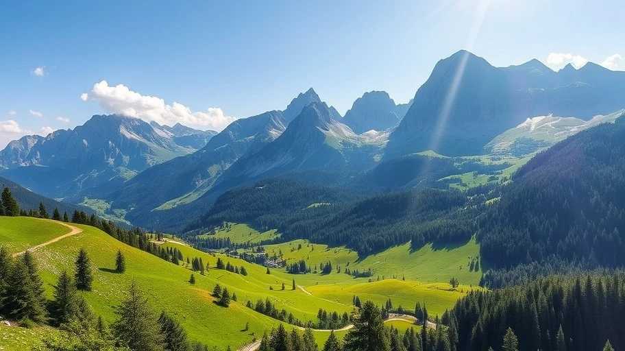 Hình ảnh mùa hè ở Dolomites với thung lũng xanh tươi