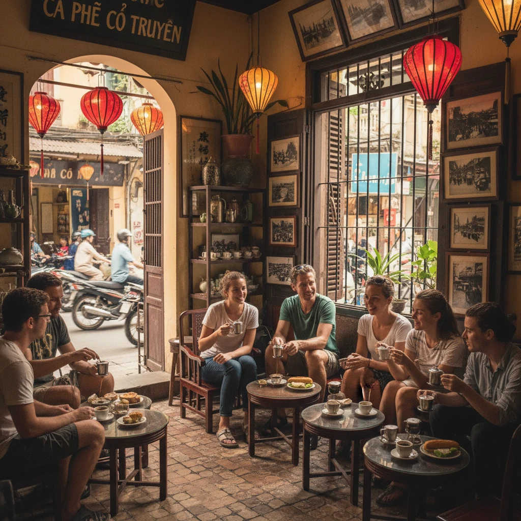 Hình ảnh quán cà phê tại Hà Nội, quản lý ngân sách du lịch