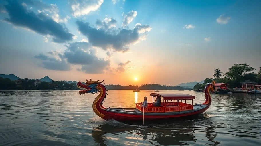 Hình ảnh sông Hương với thuyền rồng