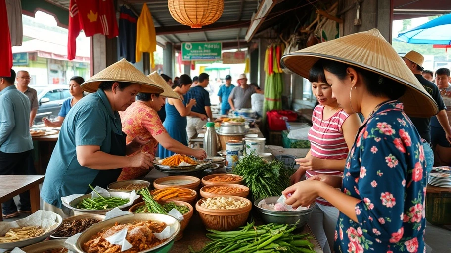 Hình ảnh thưởng thức ẩm thực địa phương