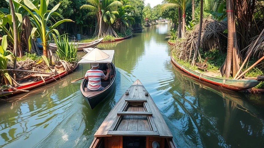 Hình ảnh xuồng ba lá trên kênh rạch miền Tây