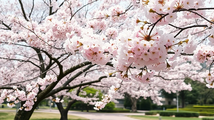 Hoa anh đào ở Nhật Bản tháng 4.
