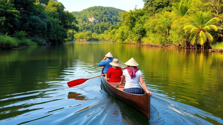 Hoạt động chèo thuyền tại Cù Lao Long Trị