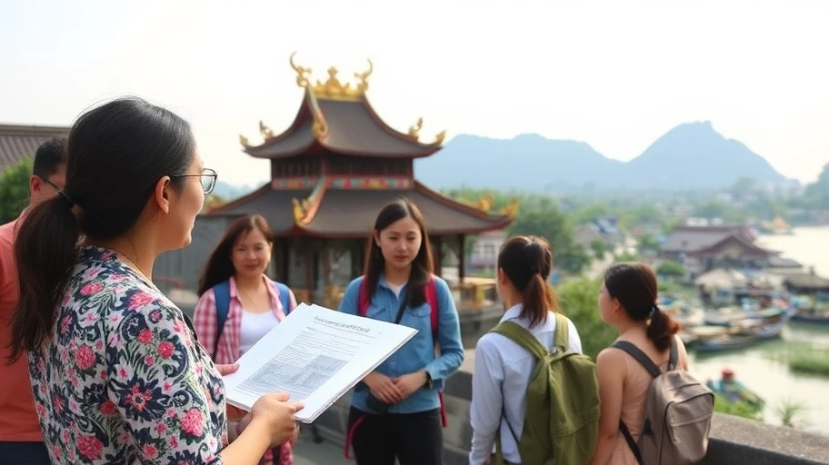 Hướng dẫn viên du lịch giảng giải lịch sử và văn hóa