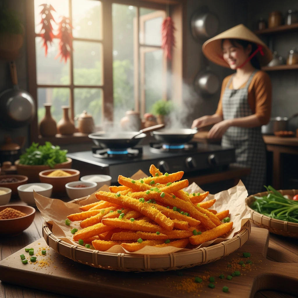 Khoai lang lắc phô mai ngon tại nhà