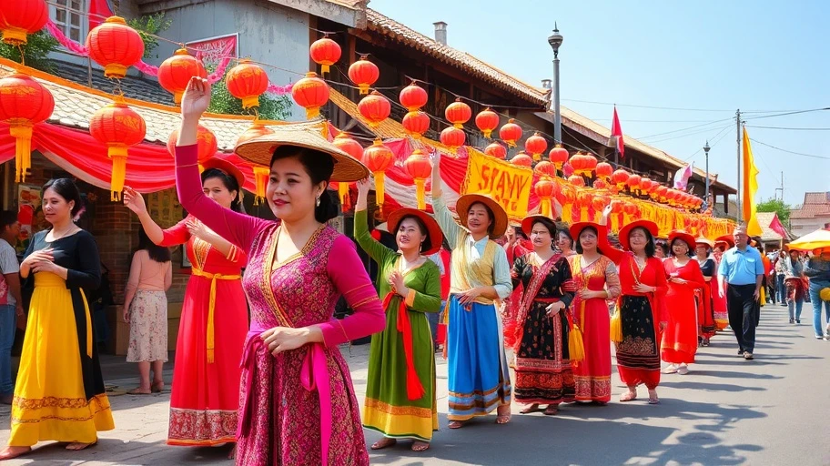 Lễ hội văn hóa truyền thống với sắc màu tươi sáng