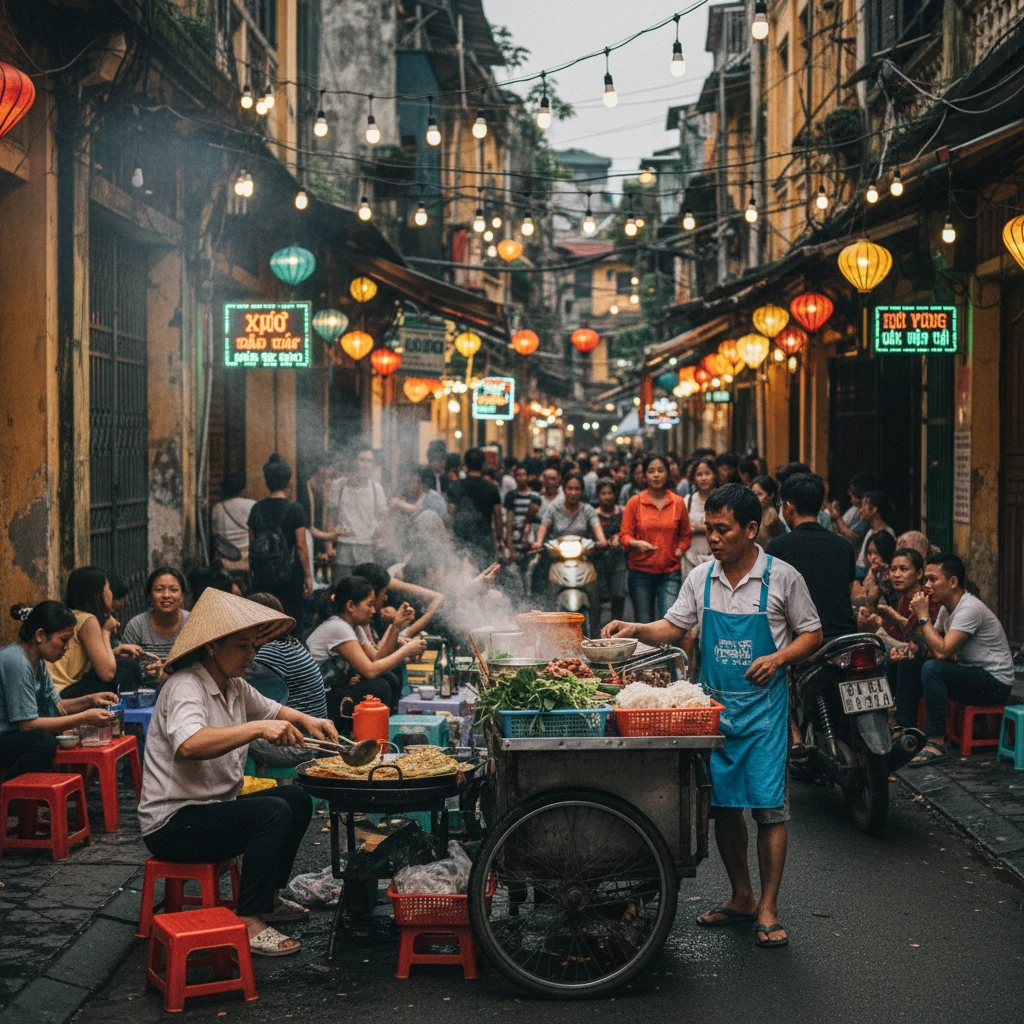 Món ăn đường phố đa dạng tại khu Phố Cổ Hà Nội
