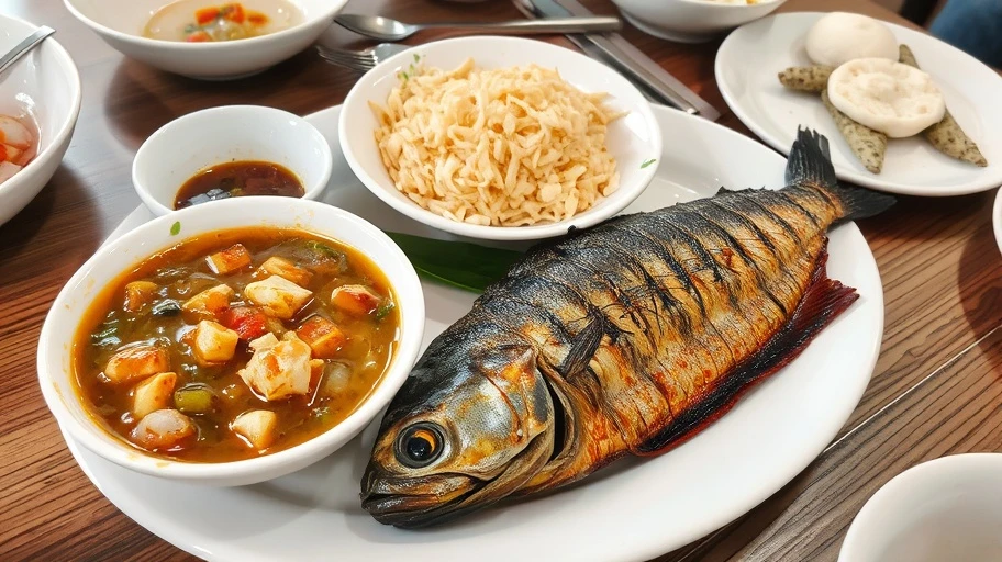 Món ăn lẩu mắm và cá lóc nướng ở Cần Thơ