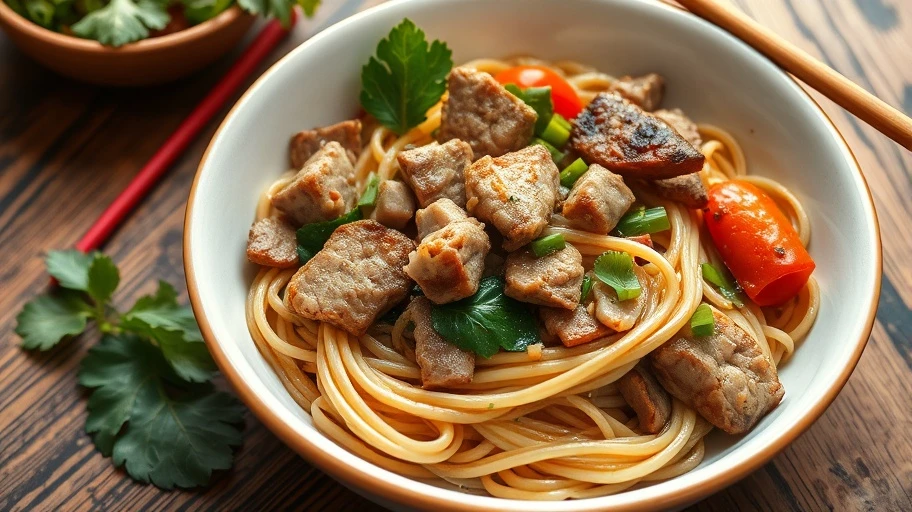 Nguyên liệu và cách làm mì xào thịt heo và rau củ
