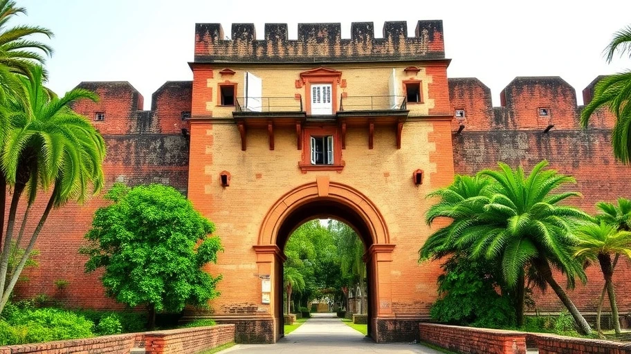 Pháo đài A Famosa và cổng Porta de Santiago tại Malacca.