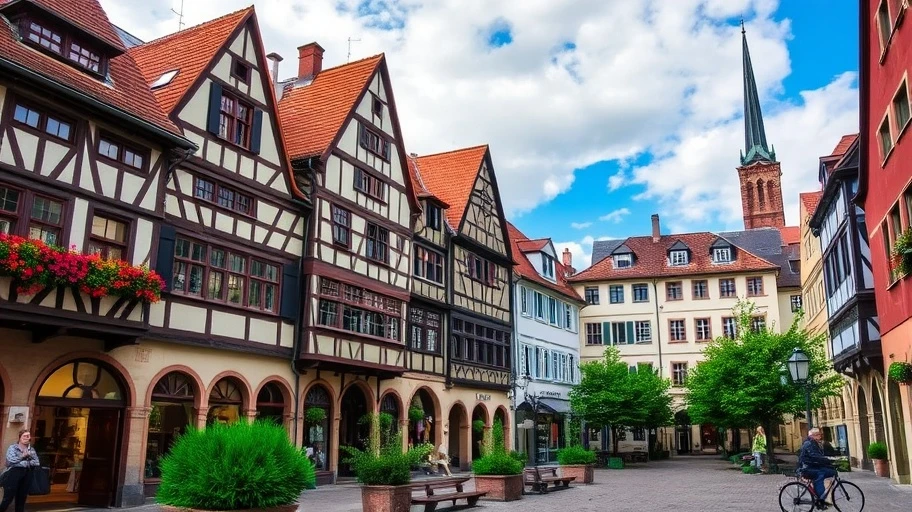 Quảng trường Römerberg Frankfurt kiến trúc trung cổ