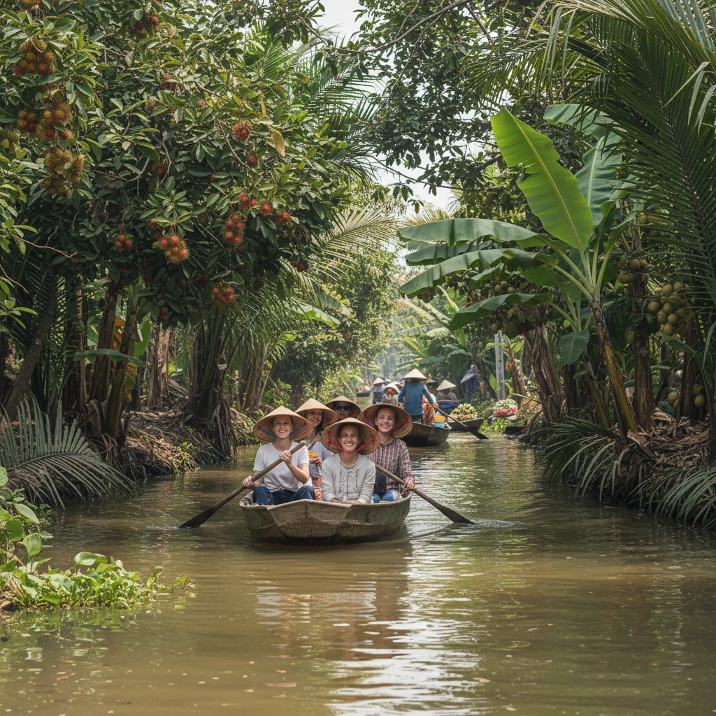 Trải nghiệm chèo thuyền ở Cù lao Thới Sơn