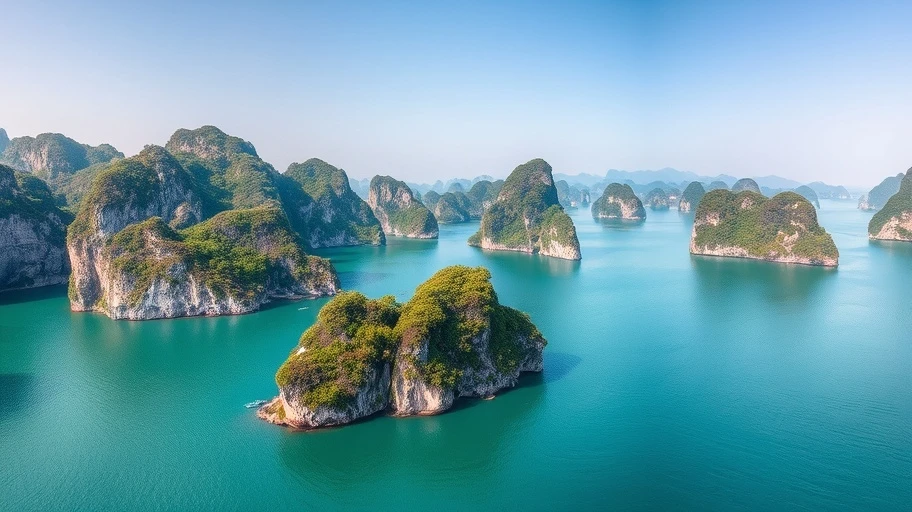 Vịnh Hạ Long với đá vôi và nước xanh ngọc